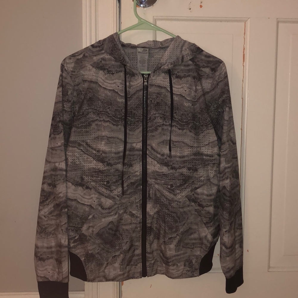 gray and black windbreaker!